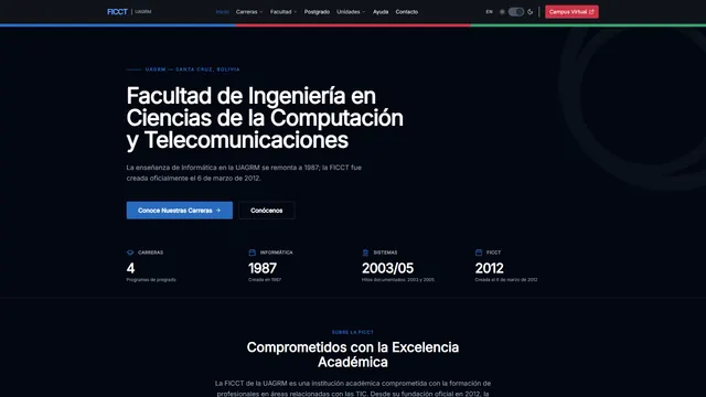 Portada de FICCT con las carreras de la facultad